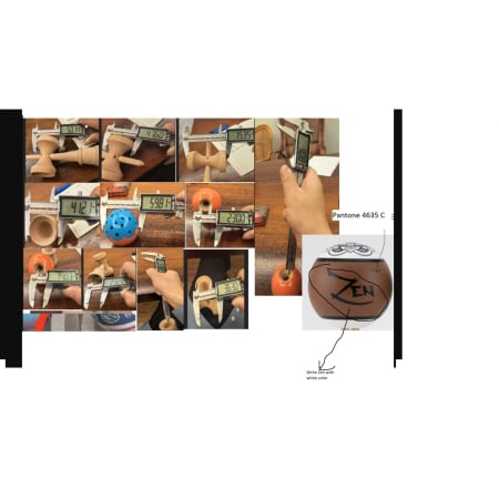 Kendama Zen V3 Cupe Mari - Kendama X Zen Series Originala, Profesionala, Flippy, Cupe Mari KING SIZE V3, Super Sticky, Gaura in Baza, Rulment Metalic, din lemn 18 cm, Ata 55 cm, Maro