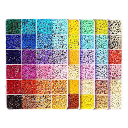 Jucarii Creative - Kit de Margele Perle, Flippy, Set DIY 3D din 120 de Culori, 10000 de piese, Instrumente pentru Margele Incluse, 2.6 mm in cutie, Multicolor