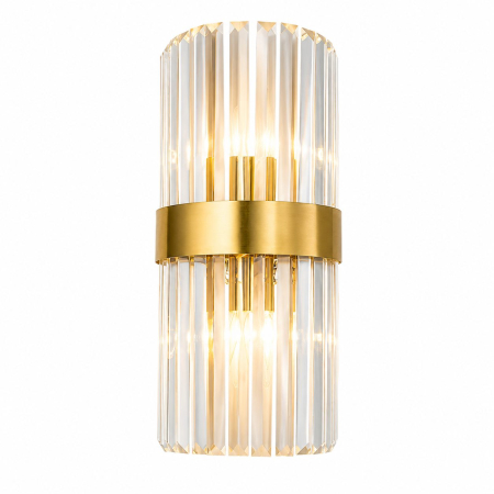 Jucarii Copii si Bebe - Lampa de Perete in Interior, Flippy, Lampa de Lux pentru Decor de Interior, Corp de Iluminat Tip aplica, din Inox Auriu si Cristal, Lumina Calda Rece Neutra, 35 x 18 cm, Ideal pentru Camere Mici si Me