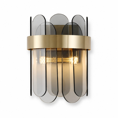 Jucarii Copii si Bebe - Lampa de Perete in Interior, Flippy, Lampa de Lux pentru Decor de Interior, Corp de Iluminat Tip aplica, din Inox Auriu si Cristal, Lumina Calda Rece Neutra, 25 x 20 cm, Ideal pentru Camere Mici si Me