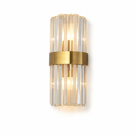 Jucarii Copii si Bebe - Lampa de Perete in Interior, Flippy, Lampa de Lux pentru Decor de Interior, Corp de Iluminat Tip aplica, din Inox Auriu si Cristal, Lumina Calda Rece Neutra, 30 x 14 cm, Ideal pentru Camere Mici si Me