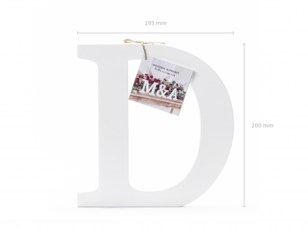 Literă lemn D, albă, 19.5x20cm [2]