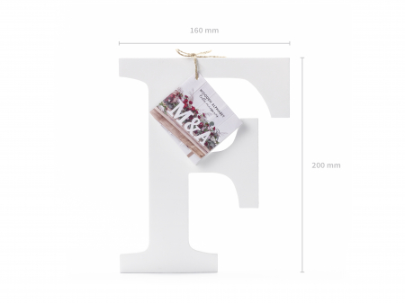 Literă lemn F, albă, 16x20cm [1]