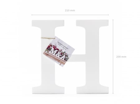 Literă lemn H, albă, 21x20cm [1]