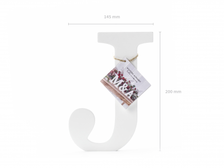 Literă lemn J, albă, 14.5x20cm [1]