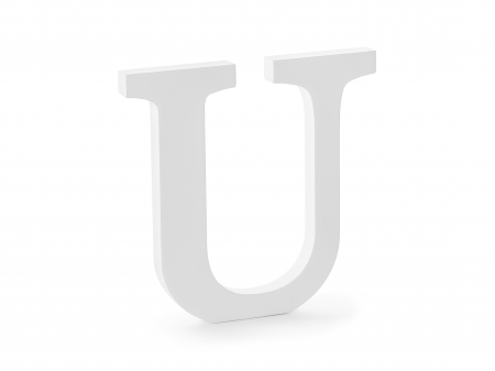 ACCESORII PENTRU NUNTA - Literă lemn U, albă, 20.5x20cm