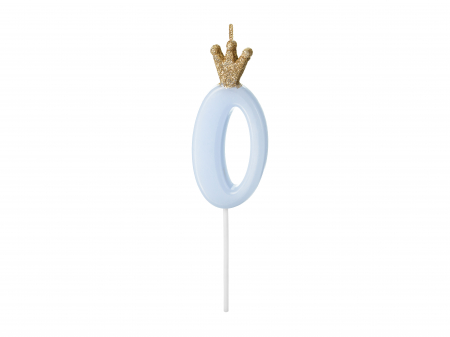 Petrecere Baieti - Lumânare cifra 0, albastru deschis, 9.5cm