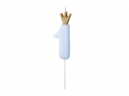 Lumanari - Lumânare cifra 1, albastru deschis, 9.5cm