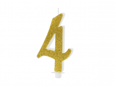 Lumanari - Lumânare cifra 4, aurie, 10cm