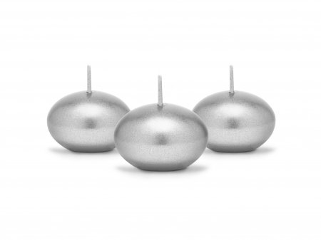 ACCESORII PENTRU NUNTA - Lumânare plutitoare disc, argintie, 4cm