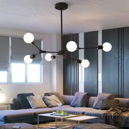 Iluminat - Lustra Architek Hexa, 6xE27, 90x80, Negru, Metal
