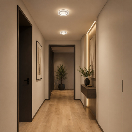 Iluminat - Lustra LED ALAJA, 33W, Diametru 22cm, Lumina Calda/Neutra/Rece, Alb, Metal si Acril
