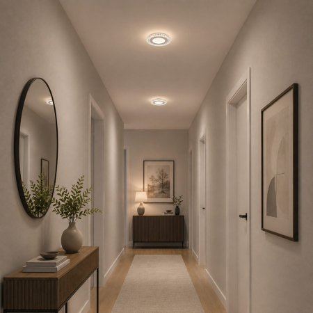 Iluminat - Lustra LED CELUN, 33W, Diametru 21cm, Lumina Calda/Neutra/Rece, Alb, Metal si Acril