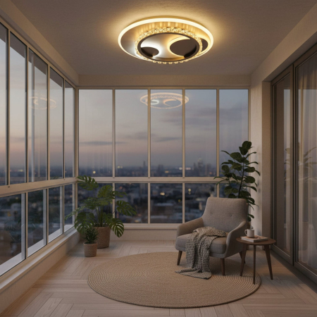 Iluminat - Lustra LED cu cristal ARIELLA 39W, Rotunda, Lumina Rece/Calda/Neutra, Negru