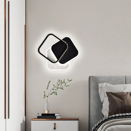 Iluminat - Lustra LED cu cristal PRISMIQ 39W, 3 Patrate, lumina Rece/Calda/Neutra, Negru