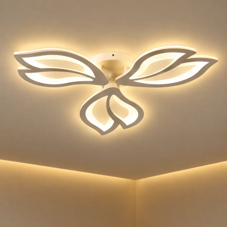 Iluminat - Lustra LED cu telecomanda LILY 40W, 3 Elemente, lumina Rece/Calda/Neutra, Dimabila, Alb