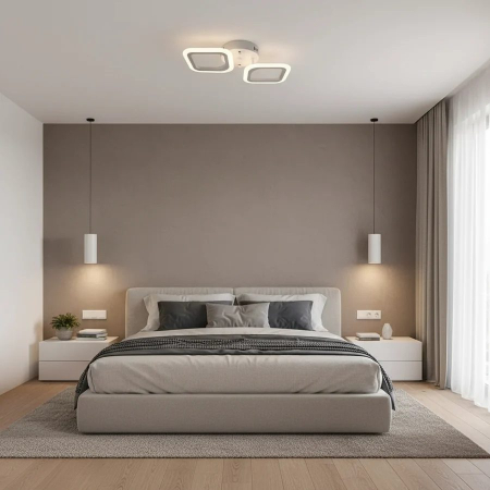 Iluminat - Lustra LED ERIKA 27W, 2 Patrate, lumina Neutra, Alb