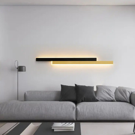 Casa si Bricolaj - Lustra LED LINIUS 29W, 2 Elemente, Liniara, Lumina Calda/Neutra/Rece, Auriu Negru