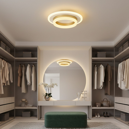 Iluminat - Lustra LED SOLENA ROTONDA 21W, Diametru 20cm, lumina Rece/Calda/Neutra, Alb Auriu