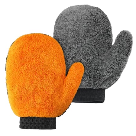 Articole Auto - Manusa pentru Spalarea Masinii, Flippy, Microfibra, Moale, Doua Fete, Umeda sau Uscata, Fara Zgariere, 25x20cm, Portocaliu-Gri