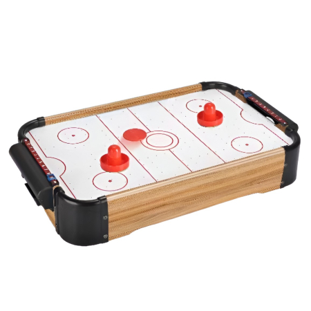 Jocuri de societate - Masa Air Hockey Graffiti fara Picioare, Flippy, Lemn, 2 Pucuri, Tabela Scor, 2 Impingatoare, 57x31x9.5 cm, Maro