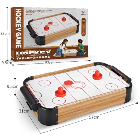 Masa Air Hockey Graffiti fara Picioare, Flippy, Lemn, 2 Pucuri, Tabela Scor, 2 Impingatoare, 57x31x9.5 cm, Maro [1]