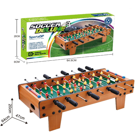 Masa de Fotbal cu Teren, Flippy, cu Picioare Scurte, 8 Manere, Tablou de Scor, 64 x 20 x 47 cm, din Lemn/Otel/ABS, Maro [2]