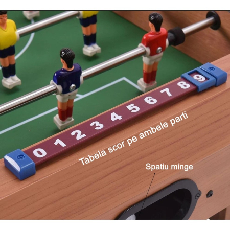 Masa de Fotbal cu Teren si 18 Jucatori Flippy, 6 Manere, cu Tablou pentru Scor, din Metal, Lemn si ABS, 69 x 36.5 x 23 cm, cu Picioruse, pentru copii/adulti [1]