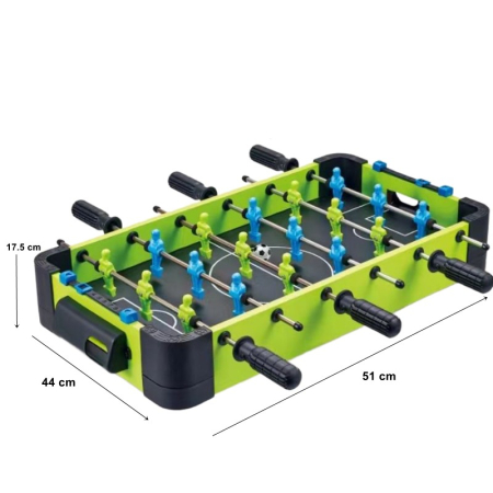 Masa de fotbal cu teren si 18 jucatori Flippy, 6 manere, cu Tablou Scor, din Metal si ABS, 51 x 44 x 17.5 cm, Design Multicolor, pentru copii/adulti, verde [2]