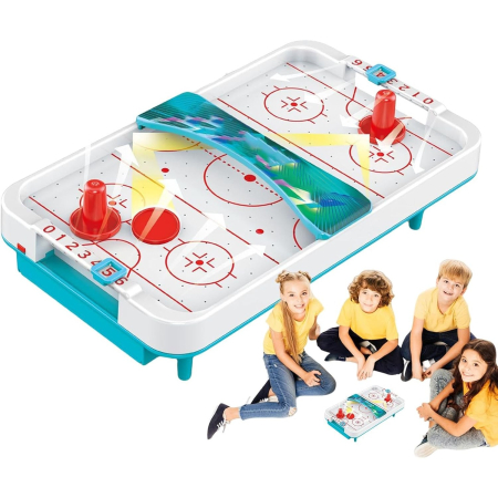 Masa Ice Hockey, Flippy, cu Tabela de Scor, 2 Pucuri, din ABS, pentru Adulti/Copii +5 Ani, 28 x 8 x 16 cm, Alb/Albastru [4]