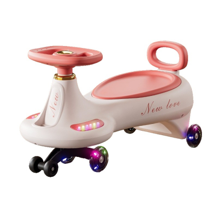 Masinute, Triciclete si Masinute Electrice - Masinuta, Flippy, 1-8 Ani, Rotire 360 Grade, Anti-rasturnare, Roti Silentioase, Impingere, Bluetooth, 66 x 32 x 37 cm, Roz