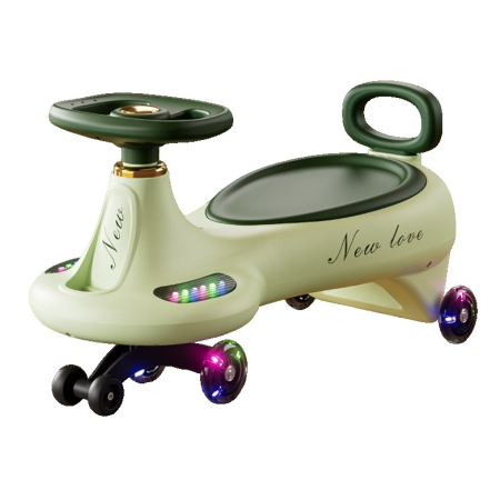 Masinute, Triciclete si Masinute Electrice - Masinuta, Flippy, 1-8 Ani, Rotire 360 Grade, Anti-rasturnare, Roti Silentioase, Impingere, Bluetooth, 66 x 32 x 37 cm, Verde