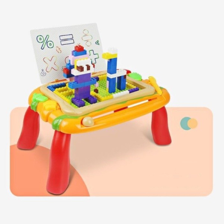 Masuta educativa pentru desenat si construit, 2 in 1, Flippy, 150 de piese de constructie incluse [3]