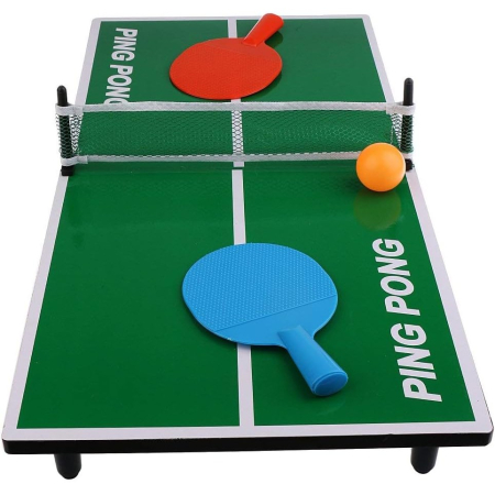 Mini Masa de Ping Pong Flippy, pentru interior, Material Lemn, 60 x 10 x 30 cm, 2 mingi, portabila, verde [4]