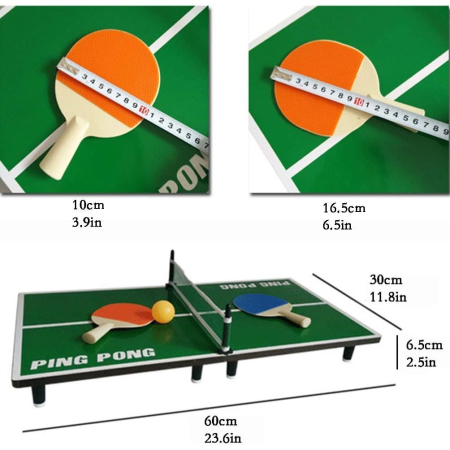 Mini Masa de Ping Pong Flippy, pentru interior, Material Lemn, 60 x 10 x 30 cm, 2 mingi, portabila, verde [1]