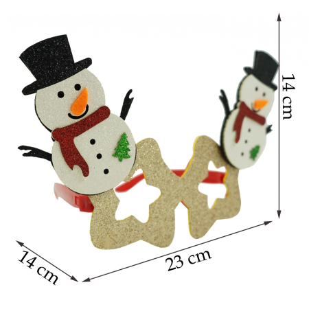 Ochelari petrecere de Craciun, forma de Stea cu Om de Zapada, Bej, din Plastic si Poliester, Flippy [1]