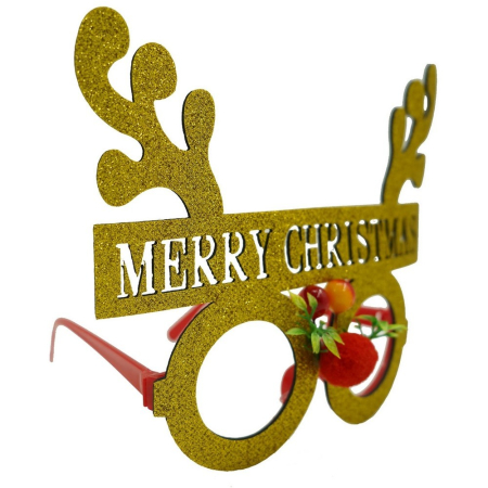 Craciun - Ochelari petrecere de Craciun, rotunzi, Galben, din Plastic si Poliester, Flippy