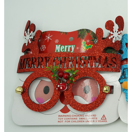 Ochelari petrecere de Craciun, rotunzi, Rosu, din Plastic si Poliester, Flippy [3]