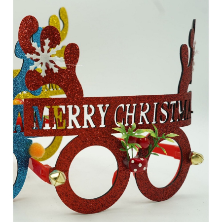 Ochelari petrecere de Craciun, rotunzi, Rosu, din Plastic si Poliester, Flippy [7]