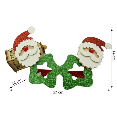 Ochelari petrecere de Craciun, tip Stea cu Mos Craciun, Verde, din Plastic si Poliester, Flippy [10]