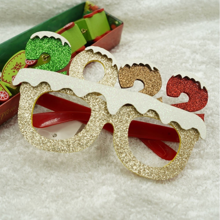 Ochelari petrecere de Revelion, 2022, Bej, din Plastic si Poliester, Flippy [5]