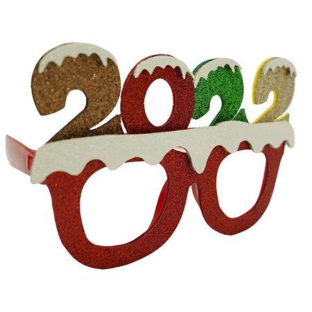 Craciun - Ochelari petrecere de Revelion, 2022, Rosu, din Plastic si Poliester, Flippy