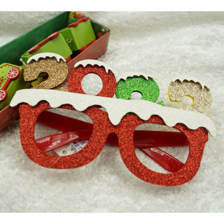 Ochelari petrecere de Revelion, 2022, Rosu, din Plastic si Poliester, Flippy [3]