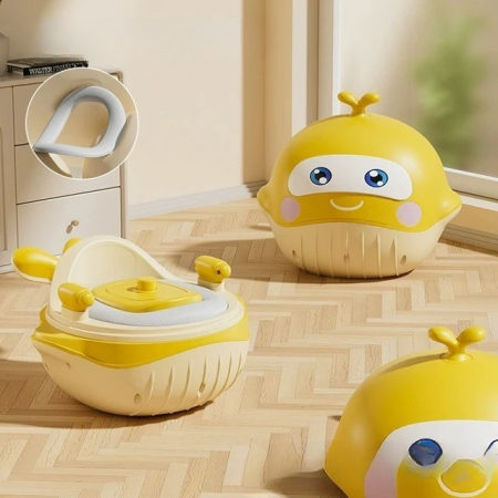Olita 2in1, Flippy, Model Balena, cu Reductor WC, din Plastic, cu Muzica si Lumini, 36 x 41 x 20 cm, Galben [1]