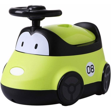 Articole pentru baie - Olita pentru Copii , +1an, Portabila, Design Masinuta cu Capac, Model Prietenos, Non-Toxic, Compartiment Detasabil, Usor de Curatat, Verde