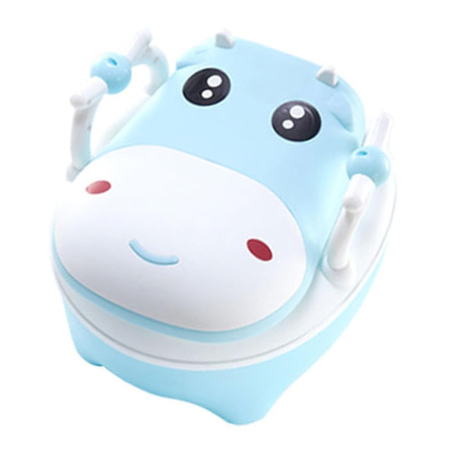 Casa si Bricolaj - Olita pentru Copii , +1an, Portabila, Design Vacuta cu Capac, Model Prietenos, Non-Toxic, cu Manere, Compartiment Detasabil, Perie Inclusa, Usor de Curatat, Albastru