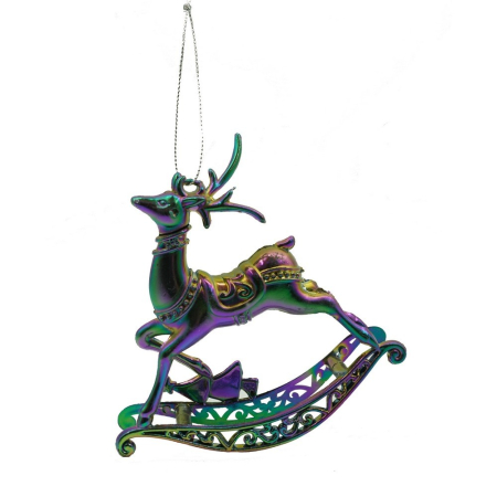 Craciun - Ornament brad de Craciun, Iridescent, in forma de Ren, 11 cm x 11 cm, Plastic, Flippy