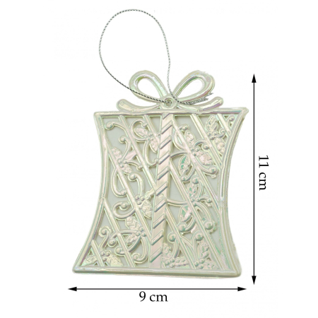 Ornament brad de Craciun, Perlat, in forma de Cadou, 9 cm x 11 cm, Plastic, Flippy [5]