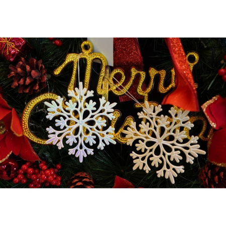 Ornament brad de Craciun, Perlat, in forma de Fulg de nea, 10 cm x 10 cm, Plastic, Flippy [6]