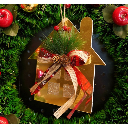 Ornament brad, Flippy, Casa, Auriu, Lucios, 16*17CM, Acril, Interior/ Exterior [6]